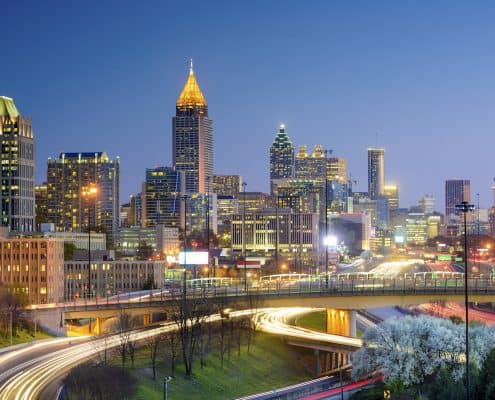 Relocating to Atlanta - Best Atlanta Properties - Atlanta Evening Skyline 1348 x 900